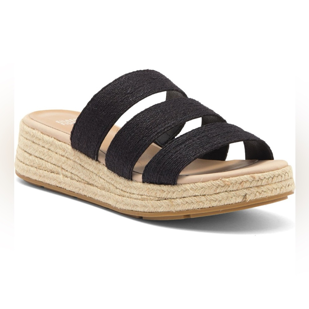 Eileen Fisher Black Espadrille Slide Sandals‎ – Women’s Size 9